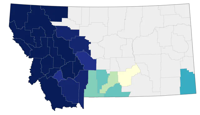 Western Bluebird county map