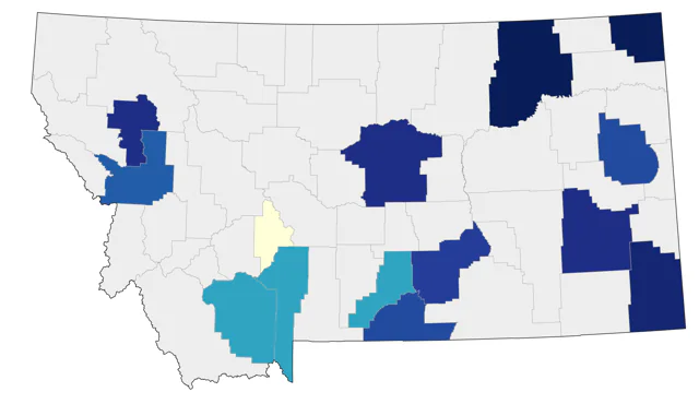 Yellow-billed Cuckoo county map