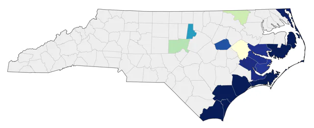 American Oystercatcher county map