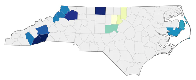 American Tree Sparrow county map
