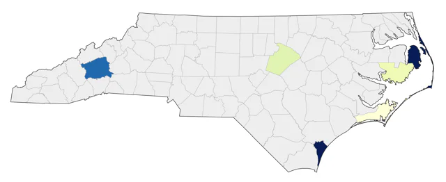 Bell's Vireo county map