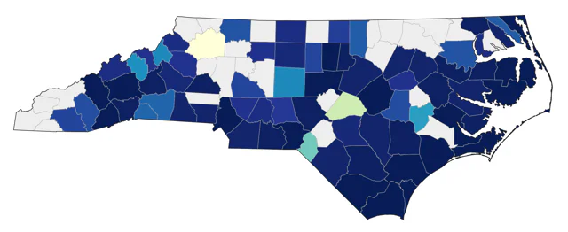 Black-crowned Night Heron county map