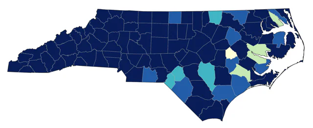 Black-throated Blue Warbler county map