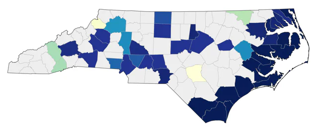 Brown Pelican county map