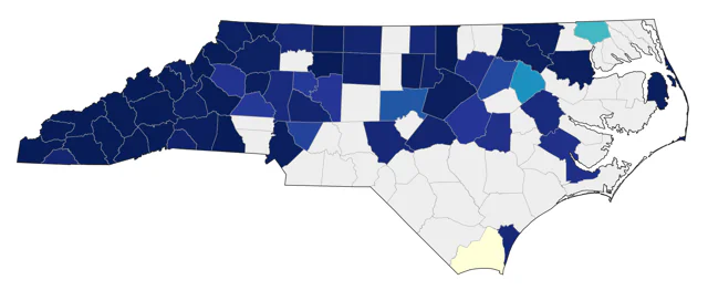 Cerulean Warbler county map