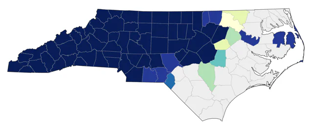 Common Raven county map