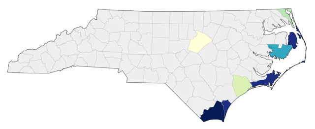 Gray Kingbird county map