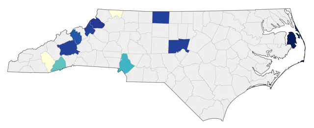 Kirtland's Warbler county map