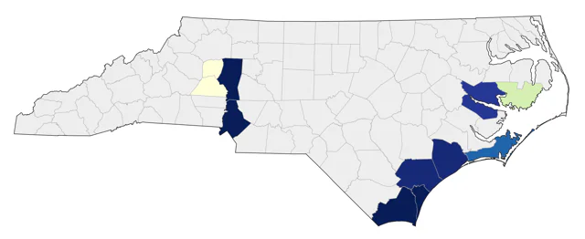 Mottled Duck county map