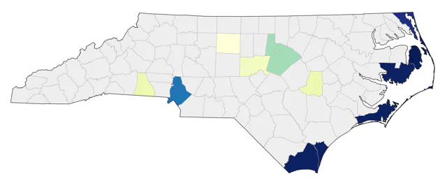 Pomarine Jaeger county map
