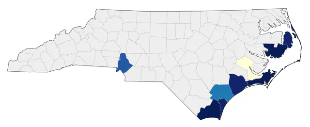Reddish Egret county map