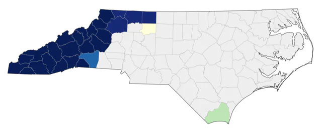 Ruffed Grouse county map
