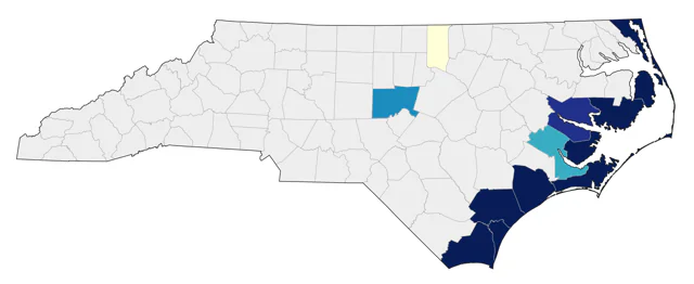 Seaside Sparrow county map