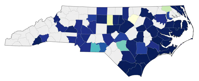 Tricolored Heron county map
