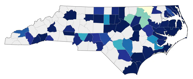 White-rumped Sandpiper county map