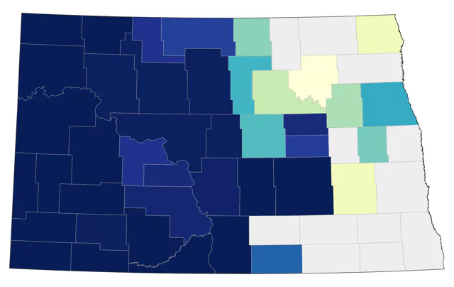 Baird's Sparrow county map