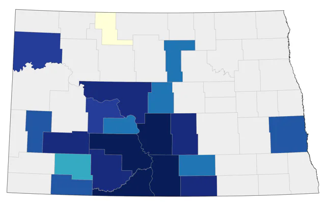 Blue Grosbeak county map