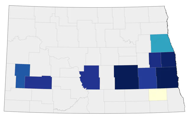 Blue-winged Warbler county map