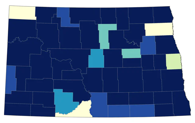 Common Merganser county map