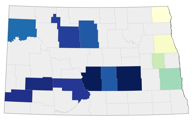 Eastern Meadowlark county map