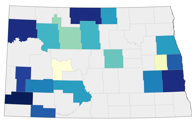 Evening Grosbeak county map