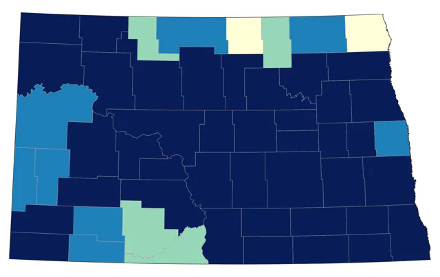 Least Sandpiper county map