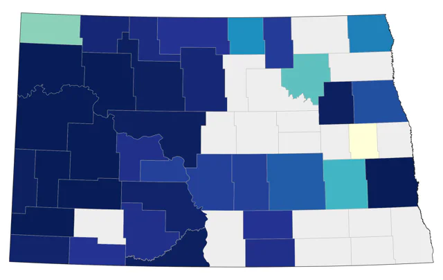 Mountain Bluebird county map