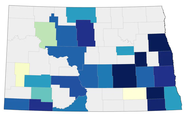 Northern Mockingbird county map