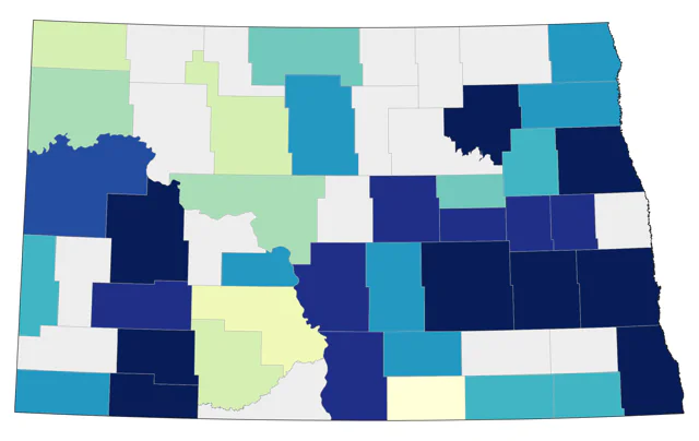 Northern Parula county map
