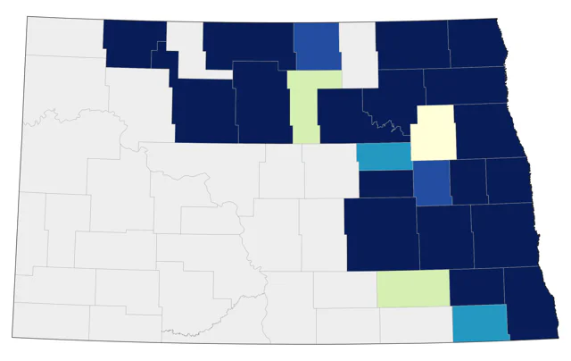 Pileated Woodpecker county map