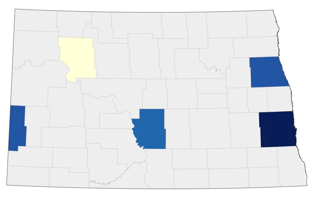 Red Phalarope county map