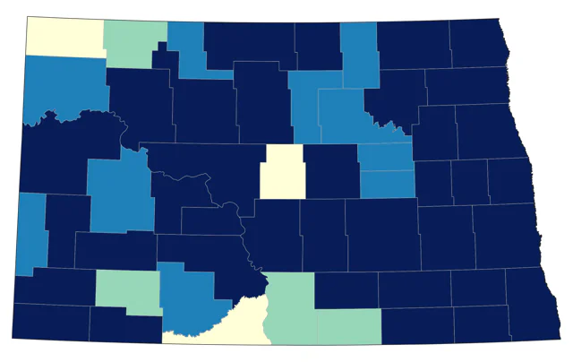 White-throated Sparrow county map