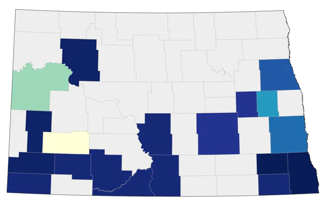 Yellow-billed Cuckoo county map