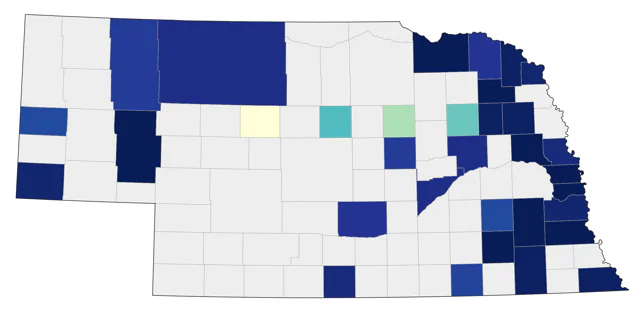 Bay-breasted Warbler county map