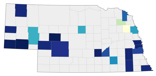 Black-throated Blue Warbler county map