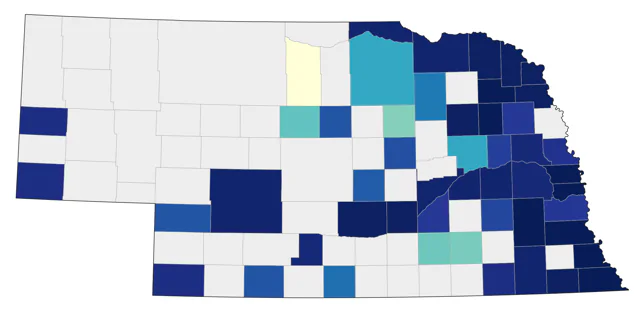 Black-throated Green Warbler county map