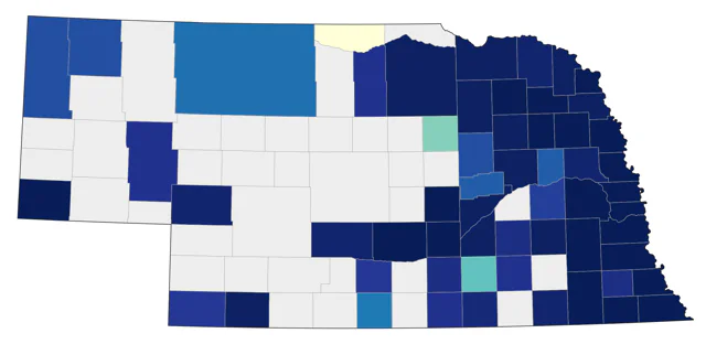 Blue-headed Vireo county map