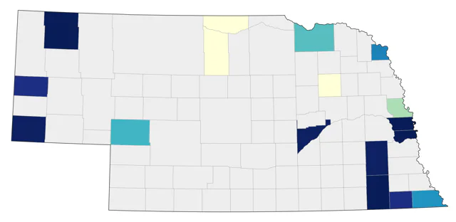 Blue-winged Warbler county map