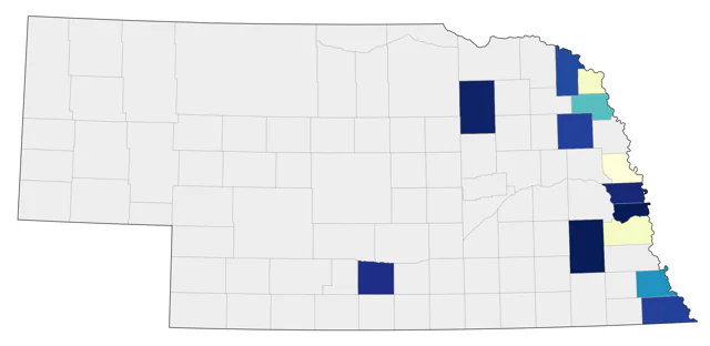 Cerulean Warbler county map