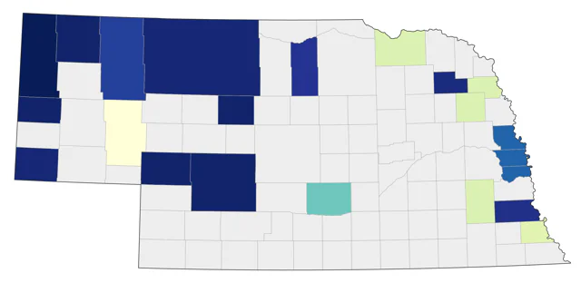 Evening Grosbeak county map