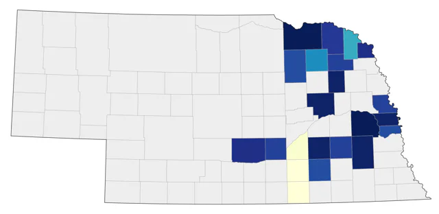 Nelson's Sparrow county map