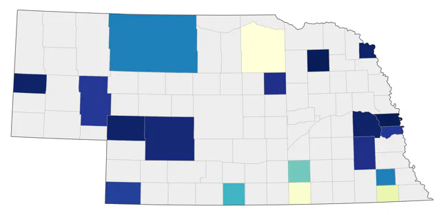 Neotropic Cormorant county map