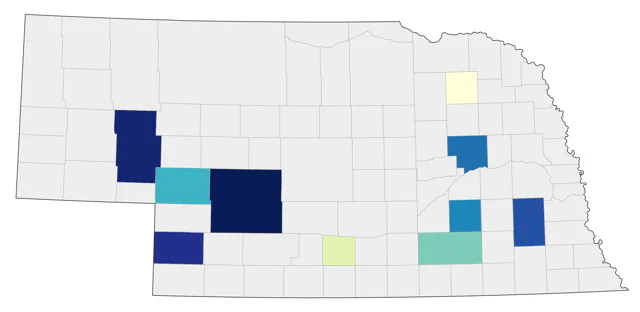 Red Phalarope county map