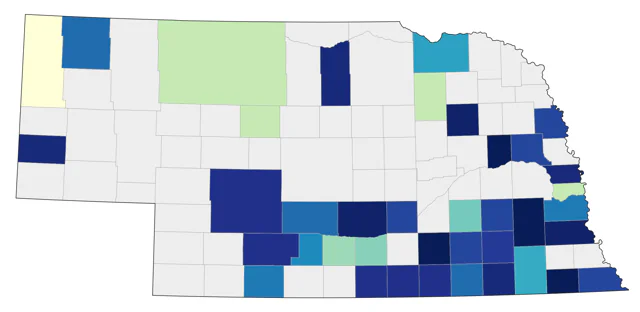 Scissor-tailed Flycatcher county map