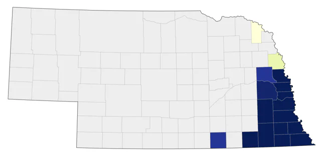 Tufted Titmouse county map