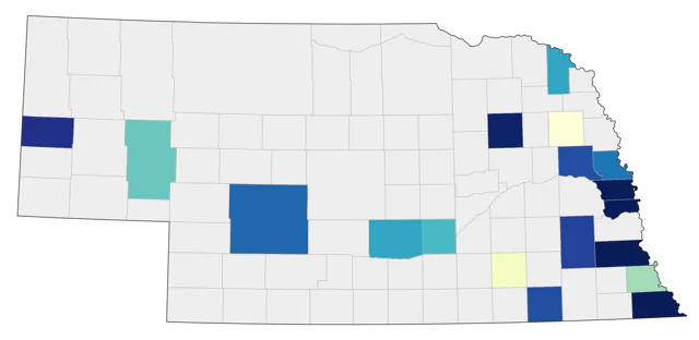 Yellow-throated Warbler county map