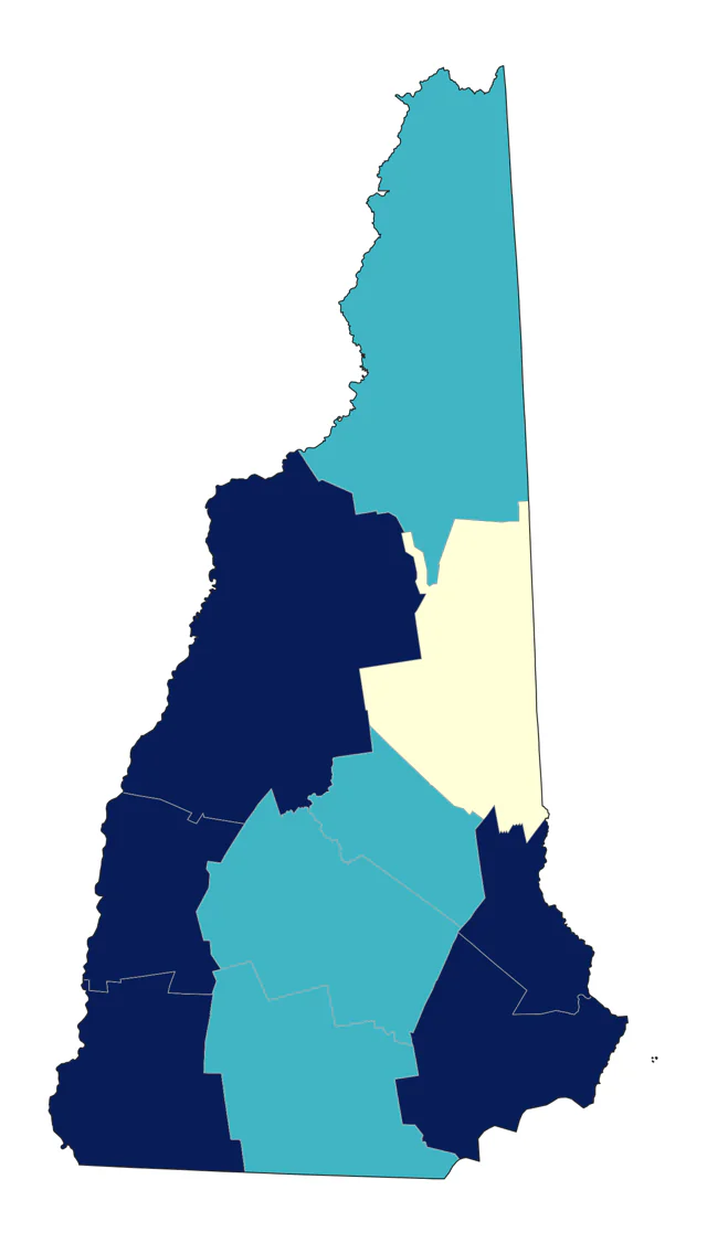 Red-necked Grebe county map