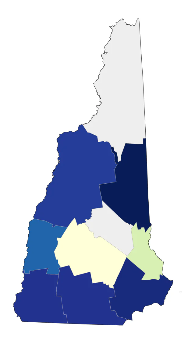 Yellow-throated Warbler county map