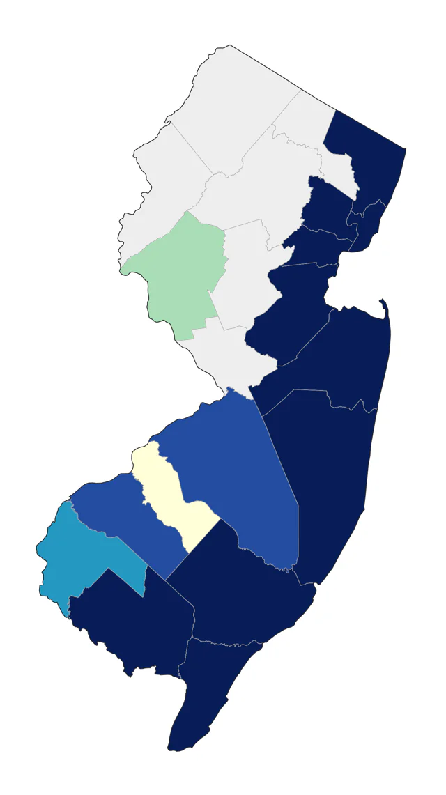 American Oystercatcher county map