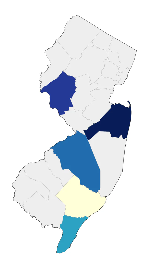 Bell's Vireo county map